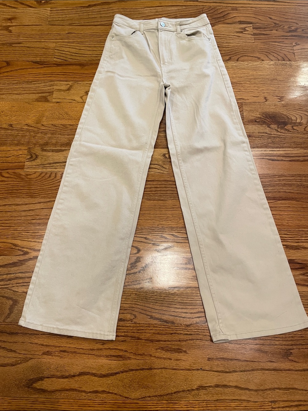 H&M Super High Rise Wide-Leg Pants in Light Tan